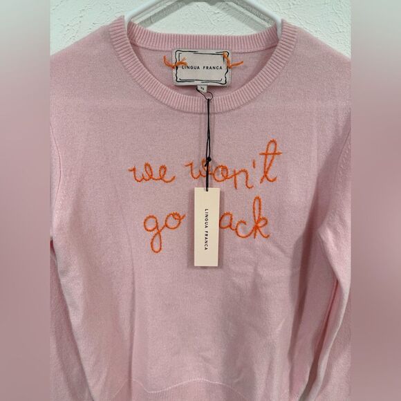 Lingua Franca “We Won’t Go Back” Pink Cashmere Sweater XS NWT - Picture 5 of 9